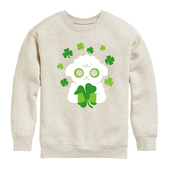 Instant Message - St. Patrick's Day - Sheep Hugging Clovers - Toddler And Youth Crewneck Fleece Sweatshirt