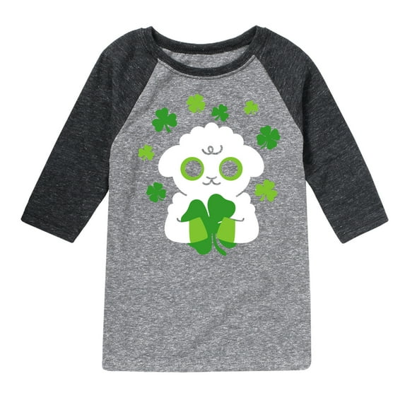 Instant Message - St. Patrick's Day - Sheep Hugging Clovers - Toddler And Youth Raglan Graphic T-Shirt