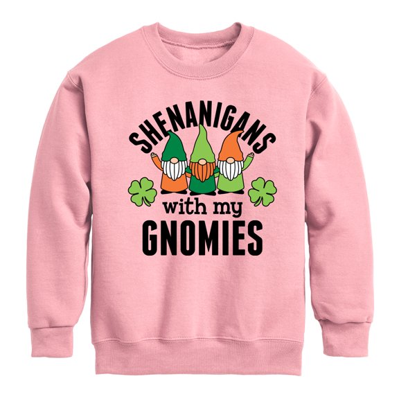 Instant Message - St. Patrick's Day - Shenanigans with my Gnomies - Toddler And Youth Crewneck Fleece Sweatshirt