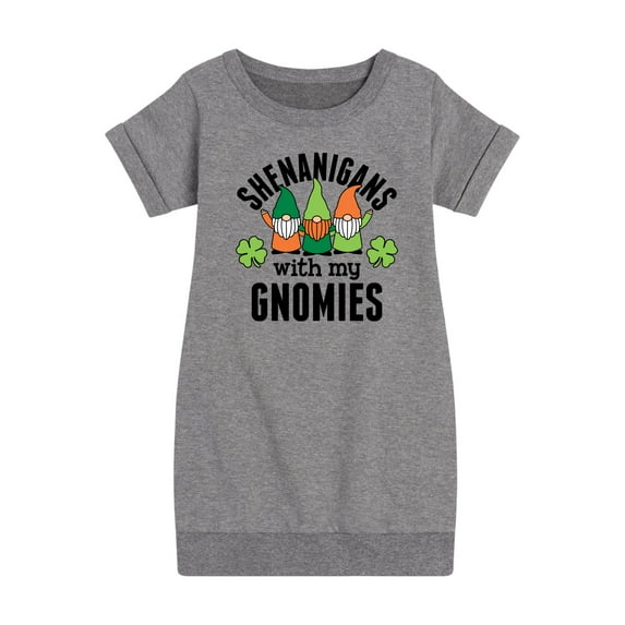 Instant Message - St. Patrick's Day - Shenanigans with my Gnomies - Toddler And Youth Girls Fleece Dress