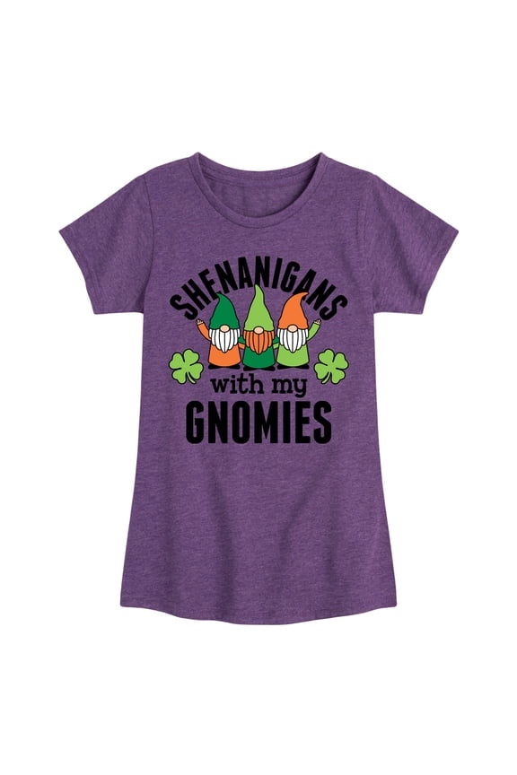 - St. Patrick's Day - Shenanigans with my Gnomies - Toddler And Youth Girls Short Sleeve Graphic T-Shirt