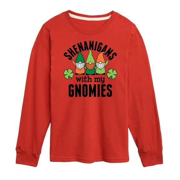 Instant Message - St. Patrick's Day - Shenanigans with my Gnomies - Toddler And Youth Long Sleeve Graphic T-Shirt