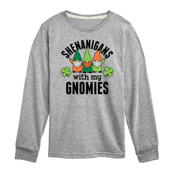 Instant Message - St. Patrick's Day - Shenanigans with my Gnomies - Toddler And Youth Long Sleeve Graphic T-Shirt