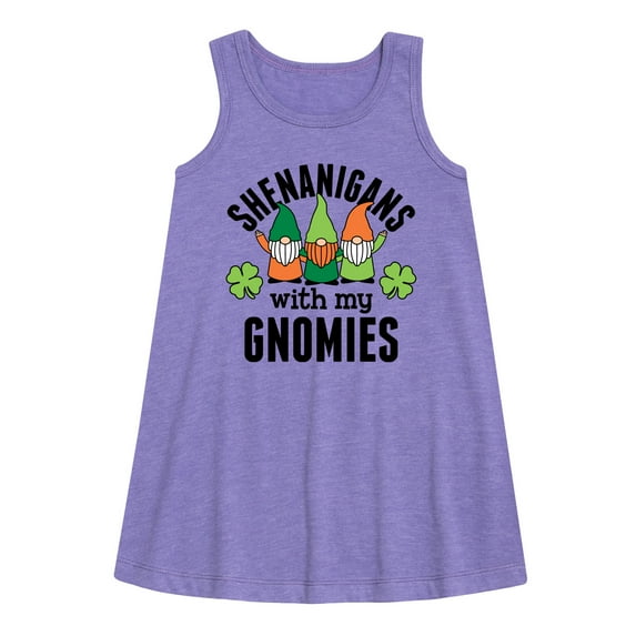 Instant Message - St. Patrick's Day - Shenanigans with my Gnomies - Toddler and Youth Girls A-line Dress
