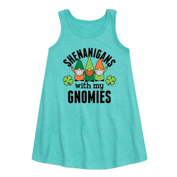 Instant Message - St. Patrick's Day - Shenanigans with my Gnomies - Toddler and Youth Girls A-line Dress