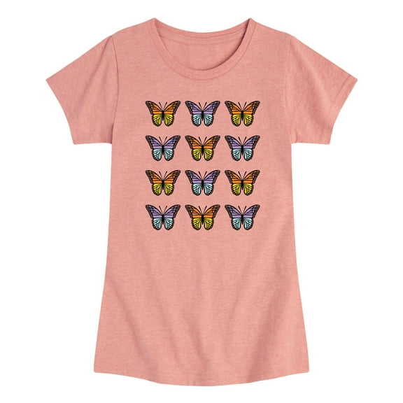 Instant Message - Stacked Butterflies - Girls Toddler And Youth Short Sleeve Graphic T-Shirt