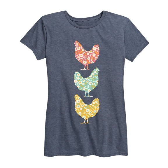 Instant Message - Stacked Patterned Chickens - Women's Short Sleeve Graphic T-shirt