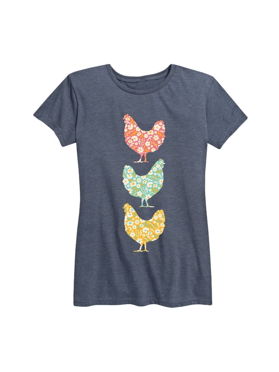 - Stacked Patterned Chickens Women's Short Sleeve Graphic T-Shirt