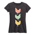 thumbnail image 1 of Instant Message - Stacked Patterned Chickens - Women's Short Sleeve Graphic T-shirt, 1 of 5