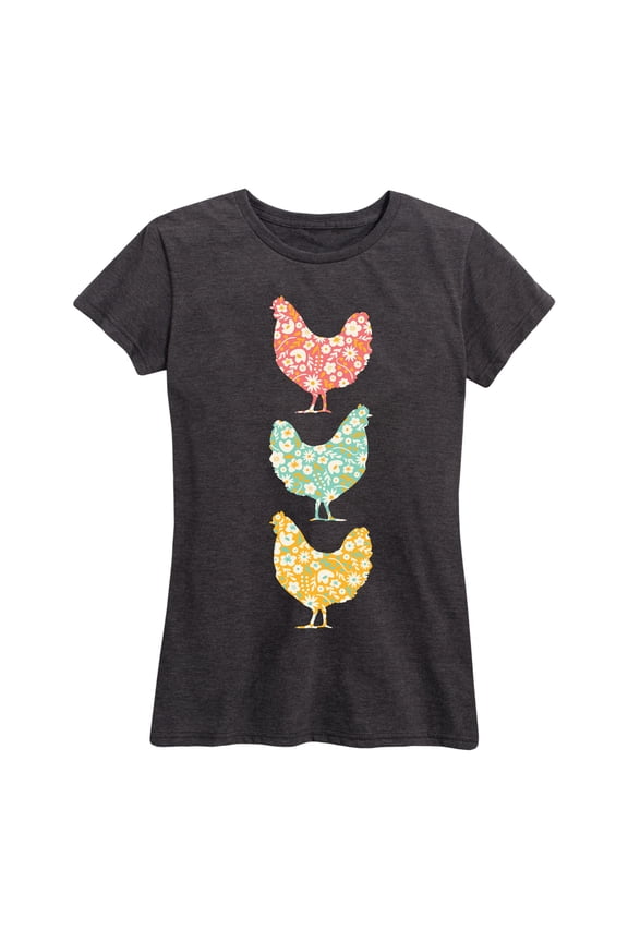 - Stacked Patterned Chickens - Women's Short Sleeve Graphic T-shirt