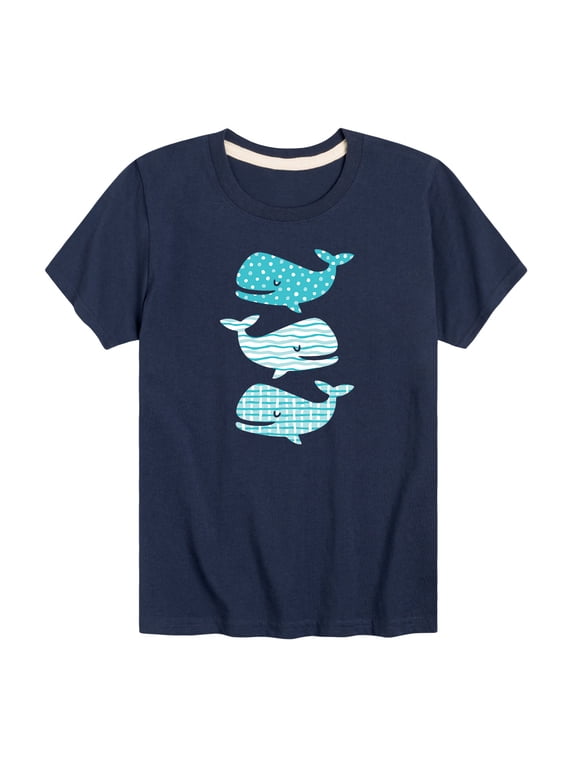 - Stacked Patterned Whales Boys' Short Sleeve Graphic T-Shirt