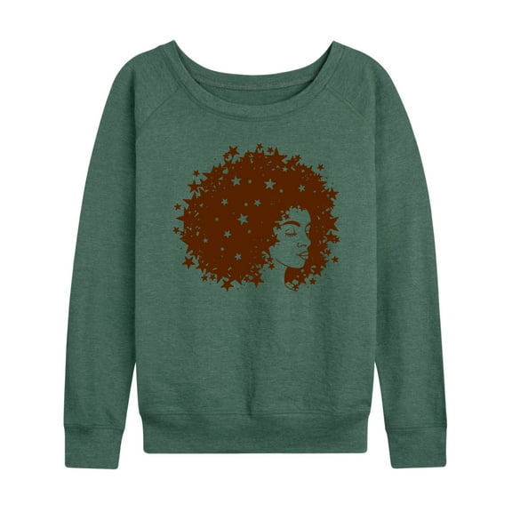 Instant Message - Starry Afro Woman - Women's Lightweight French Terry Long Sleeve Shirt