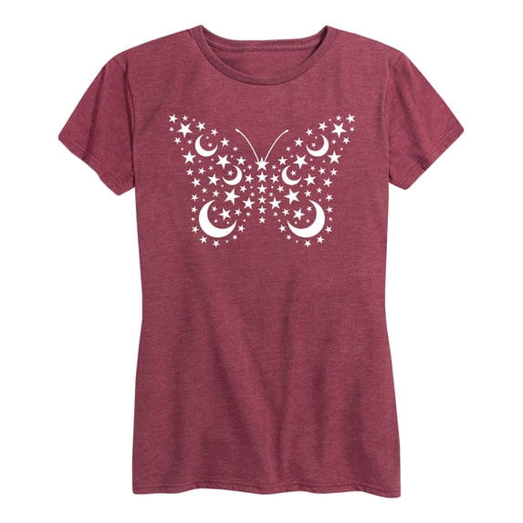 Instant Message - Stars And Moons Butterfly Short Sleeve Graphic T-Shirt