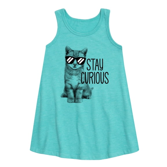 Instant Message - Stay Curious Cat - Toddler & Youth Girls A-line Dress