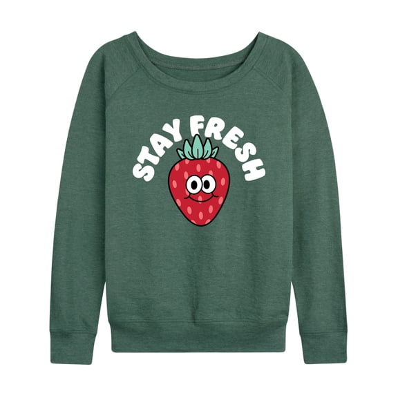 Instant Message - Stay Fresh Strawberry - Women's Lightweight French Terry Long Sleeve Shirt
