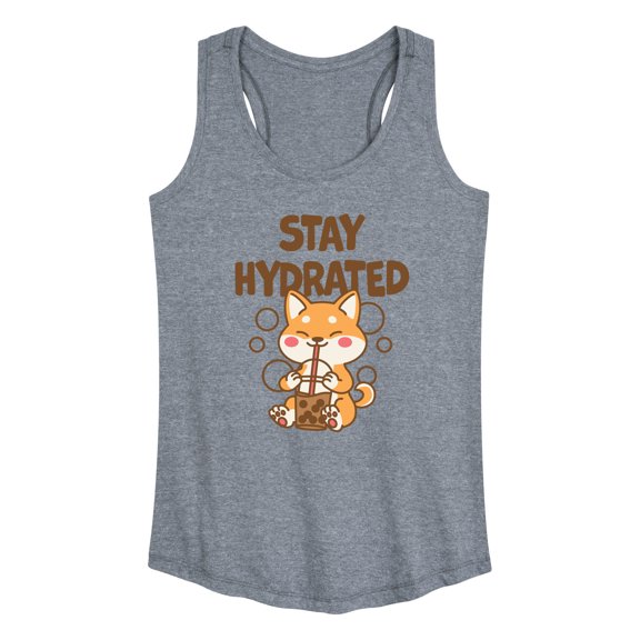 Instant Message - Stay Hydrated Shiba Inu - Women's Racerback Tank Top
