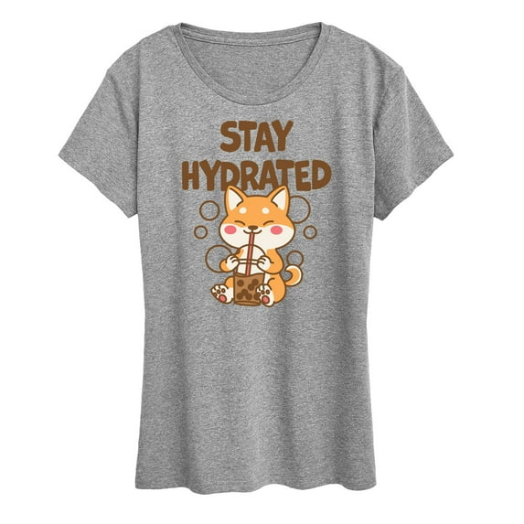 Instant Message - Stay Hydrated Shiba Inu - Women's Short Sleeve Graphic T-Shirt