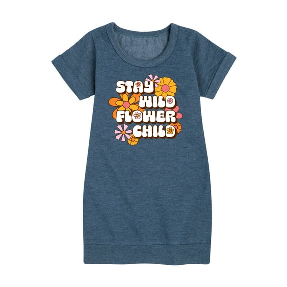 Instant Message - Stay Wild Flower Child - Toddler & Youth Girls Fleece Dress