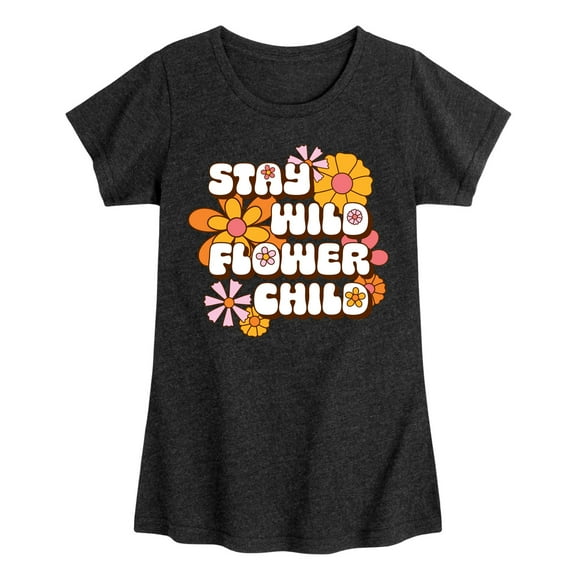 Instant Message - Stay Wild Flower Child - Toddler & Youth Girls Short Sleeve Graphic T-Shirt