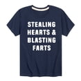 thumbnail image 1 of Instant Message - Stealing Hearts And Blasting Farts - Valentine's Day - Youth Short Sleeve T-Shirt, 1 of 6