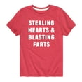 thumbnail image 1 of Instant Message - Stealing Hearts And Blasting Farts - Valentine's Day - Youth Short Sleeve T-Shirt, 1 of 6