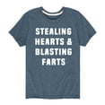 thumbnail image 1 of Instant Message - Stealing Hearts And Blasting Farts - Valentine's Day - Youth Short Sleeve T-Shirt, 1 of 6