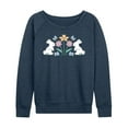 thumbnail image 1 of Instant Message - Stencil Bunnies With Flowers - Women's Lightweight French Terry Long Sleeve Shirt, 1 of 6