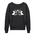 thumbnail image 1 of Instant Message - Stencil Bunnies With Flowers - Women's Lightweight French Terry Long Sleeve Shirt, 1 of 6