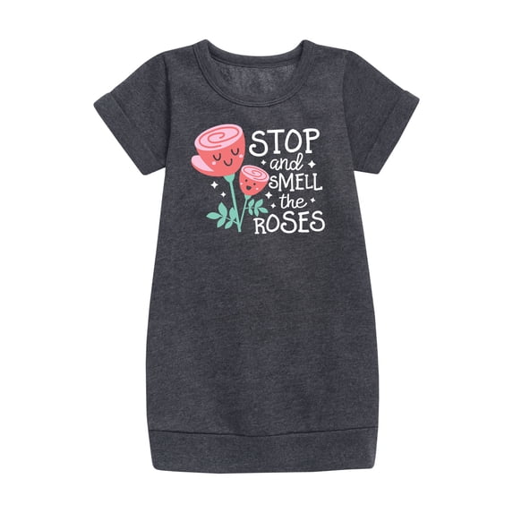 Instant Message - Stop And Smell The Roses - Toddler And Youth Fleece Dress