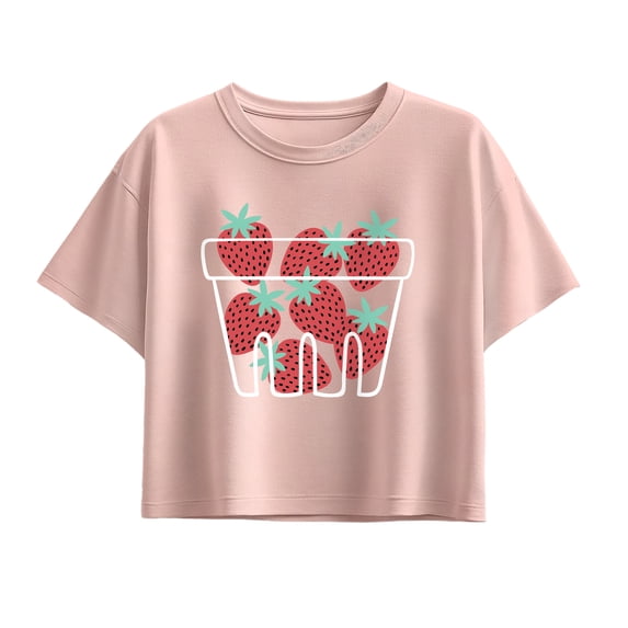 Instant Message - Strawberry Basket - Youth Girls Boxy T-Shirt