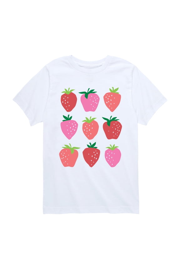 - Strawberry Grid - Youth Boys Short Sleeve Graphic T-Shirt