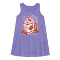 thumbnail image 1 of Instant Message - Strawberry Milk Graphic Sleeveless Aline Dress, 1 of 5