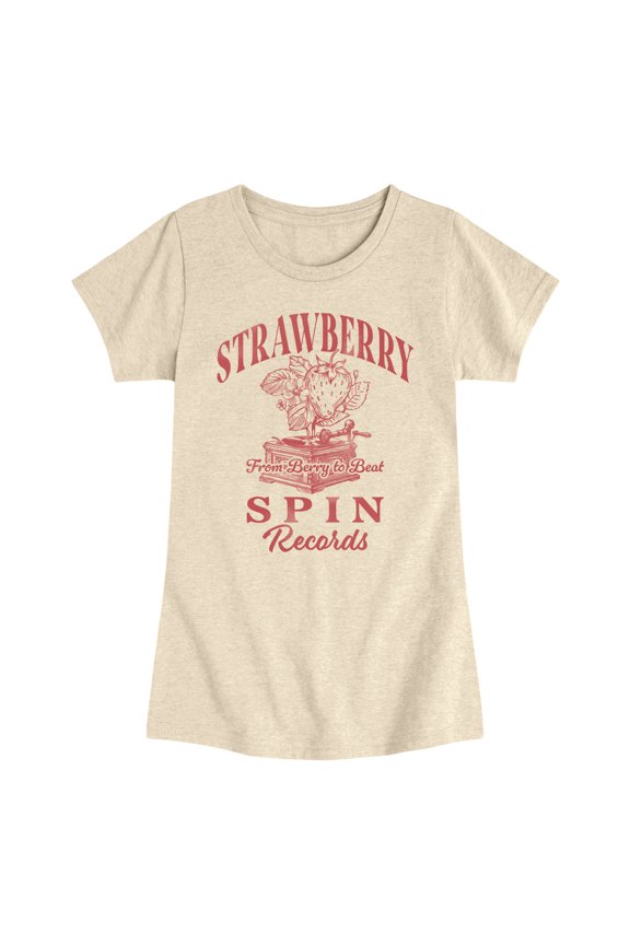 - Strawberry Spin Records - Youth Girls Fitted Short Sleeve T-Shirt