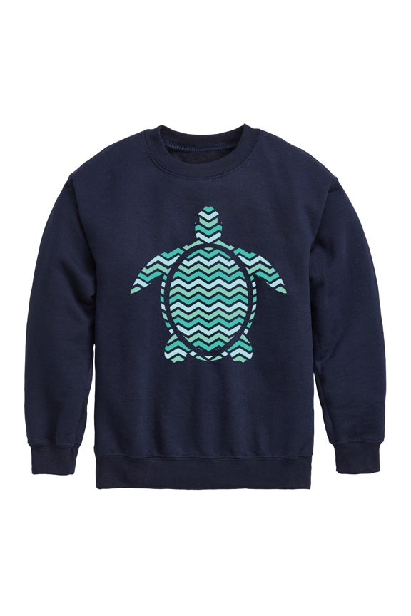 - Striped Turtle - Toddler & Youth Crewneck Fleece Sweatshirt