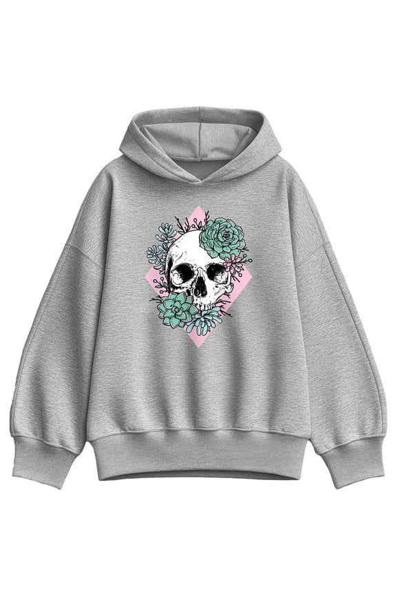 - Succulent Skull - Women's Oversized Fleece Hoodie Sweatshirt