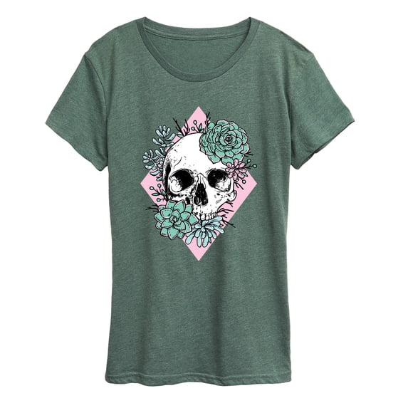 Instant Message - Succulent Skull Women's Short Sleeve Graphic T-Shirt