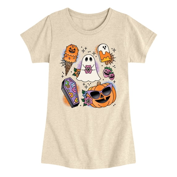 Instant Message - Summerween Tattoo Flash - Youth Girls Fitted Short Sleeve T-Shirt