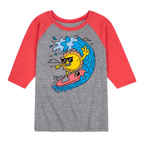 Instant Message - Sun Surfer - Toddler & Youth Raglan Graphic T-Shirt