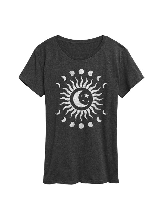 - Sun and Moon Phases Women's Short Sleeve Graphic T-Shirt