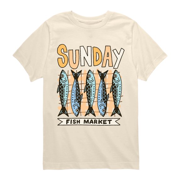 Instant Message - Sunday Fish Market Short Sleeve Graphic T-Shirt