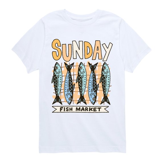 Instant Message - Sunday Fish Market Short Sleeve Graphic T-Shirt