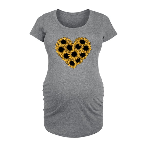 Instant Message - Sunflower Heart - Women's Maternity Scoop Neck Graphic T-Shirt
