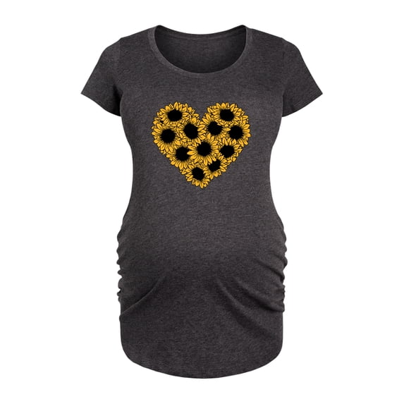 Instant Message - Sunflower Heart - Women's Maternity Scoop Neck Graphic T-Shirt