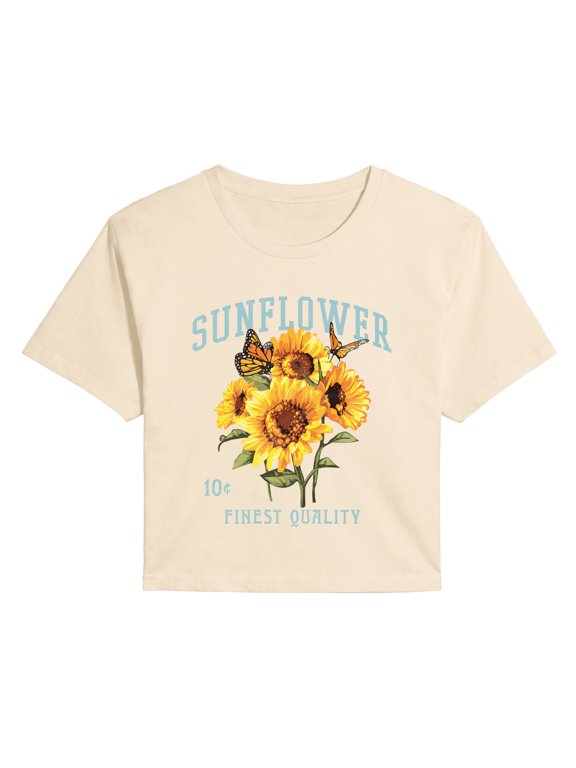 - Sunflower Women's Cropped Graphic T-Shirt