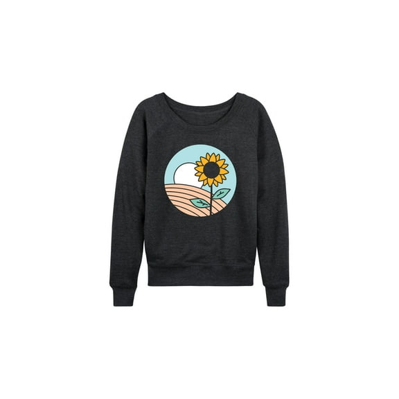 Instant Message - Sunflower Scene - Ladies French Terry Long Sleeve Shirt