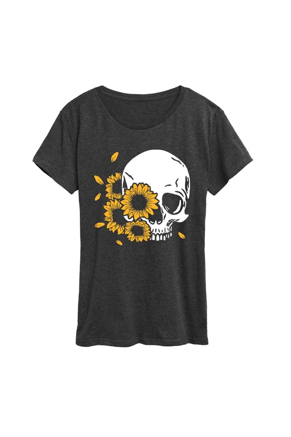 - Sunflower Skull - Women's Short Sleeve Graphic T-Shirt