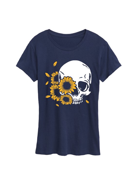 - Sunflower Skull Women's Short Sleeve Graphic T-Shirt
