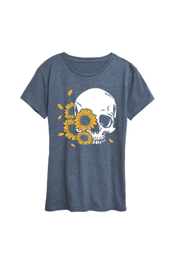 - Sunflower Skull - Women's Short Sleeve Graphic T-Shirt