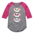 thumbnail image 1 of Instant Message - Sunglasses Axolotls - Toddler And Youth Girls Raglan Graphic T-Shirt, 1 of 6