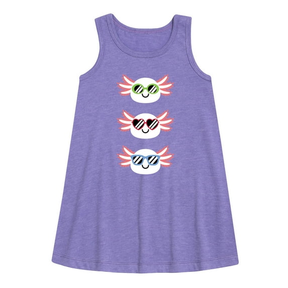 Instant Message - Sunglasses Axolotls - Toddler and Youth Girls A-line Dress